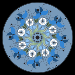 Mandala-inspired artwork. A sense of balance and harmony in vibrant blue and green tones.