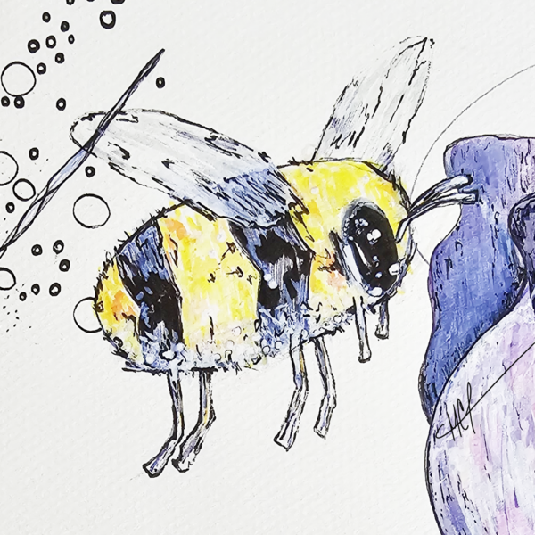 A textured bee illustration. Artistic and charming, capturing the essence of this vital pollinator.