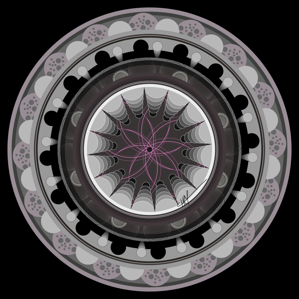 The Mandala Challenge" image depicts a complex design prompt centered around generating mandalas using Adobe Illustrator. Users are tasked with creating numerous circular artworks within a fixed framework: 26 layers, black background, and automated processes. Restrictions include no recoloring, adding, or deleting elements. The challenge seeks to determine the limit of repetition while exploring the captivating nature of mandala design.