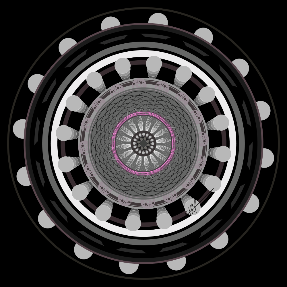 The Mandala Challenge" image depicts a complex design prompt centered around generating mandalas using Adobe Illustrator. Users are tasked with creating numerous circular artworks within a fixed framework: 26 layers, black background, and automated processes. Restrictions include no recoloring, adding, or deleting elements. The challenge seeks to determine the limit of repetition while exploring the captivating nature of mandala design.