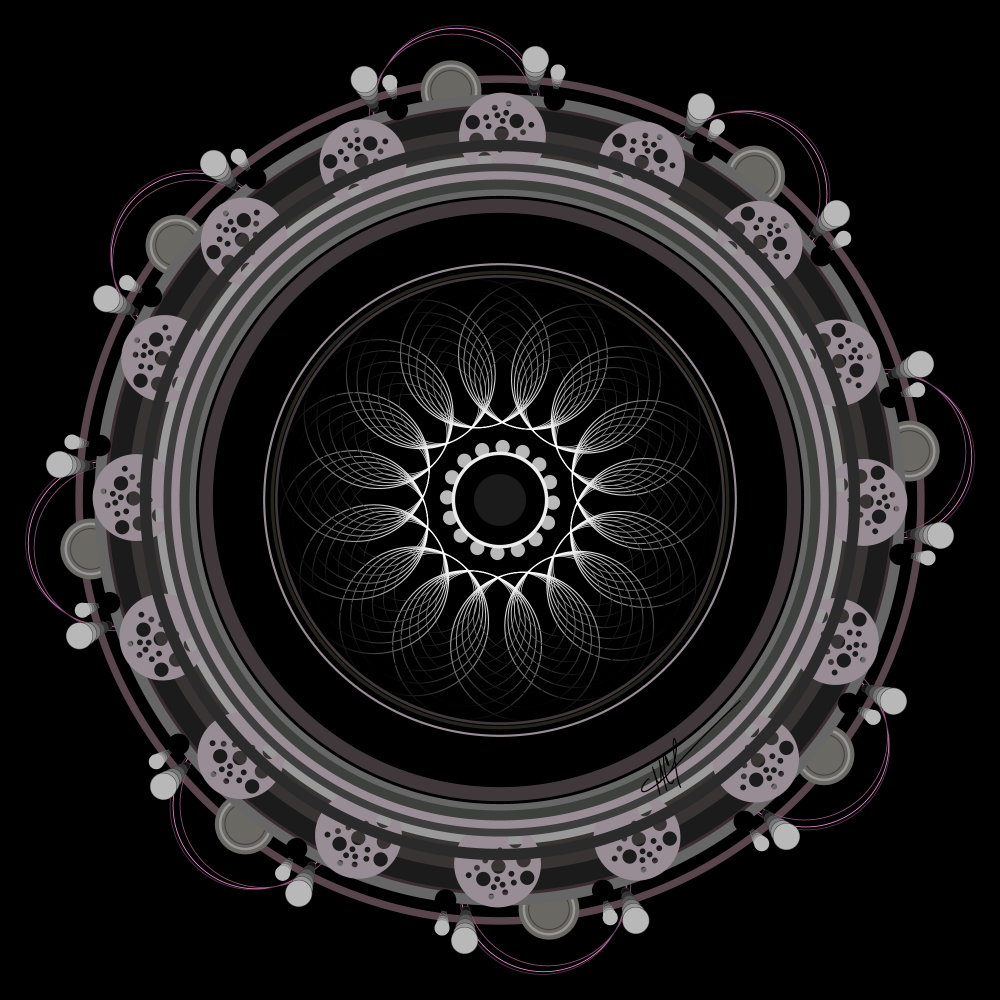 The Mandala Challenge" image depicts a complex design prompt centered around generating mandalas using Adobe Illustrator. Users are tasked with creating numerous circular artworks within a fixed framework: 26 layers, black background, and automated processes. Restrictions include no recoloring, adding, or deleting elements. The challenge seeks to determine the limit of repetition while exploring the captivating nature of mandala design.