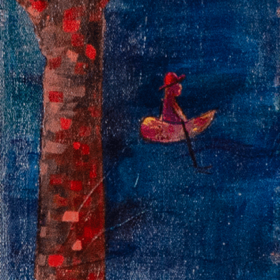 L'homme sur le lac - Painting - Marie-Claude Asselin