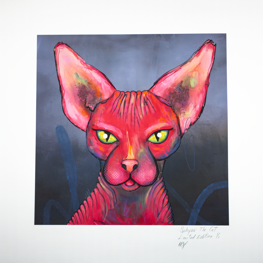 Gicl&Atilde;&copy;e, Limited Edition of 1 of Sphynx The Cat. Meet Sphynx the Cat, an adorable and playful companion! He has a mischievous side and loves to bring a little joy to your everyday life. He's a loyal friend who will add a touch of personality to your home.